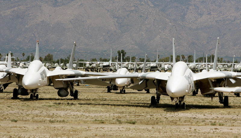 Former U.S. Navy F-14s awaiting the chopper back in 2007.